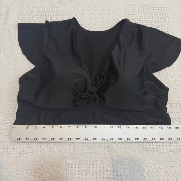 Torrid 3 wireless flutter sleeve faux tie keyhole swim top SW 2820 - Picture 2 of 10